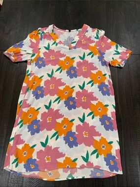 Floral Shift Dress | Short Sleeve | Side Pockets | Casual Day Dress Size L